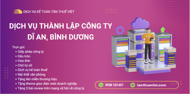 Dịch vụ thành lập công ty Dĩ An, Bình Dương