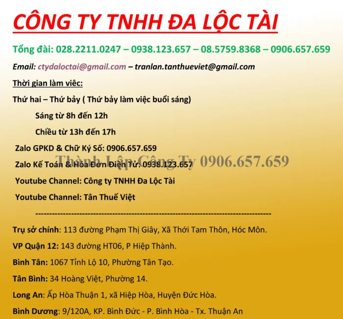 Nhóm dịch vụ trọn gói về vấn đề thành lập công ty quận 6